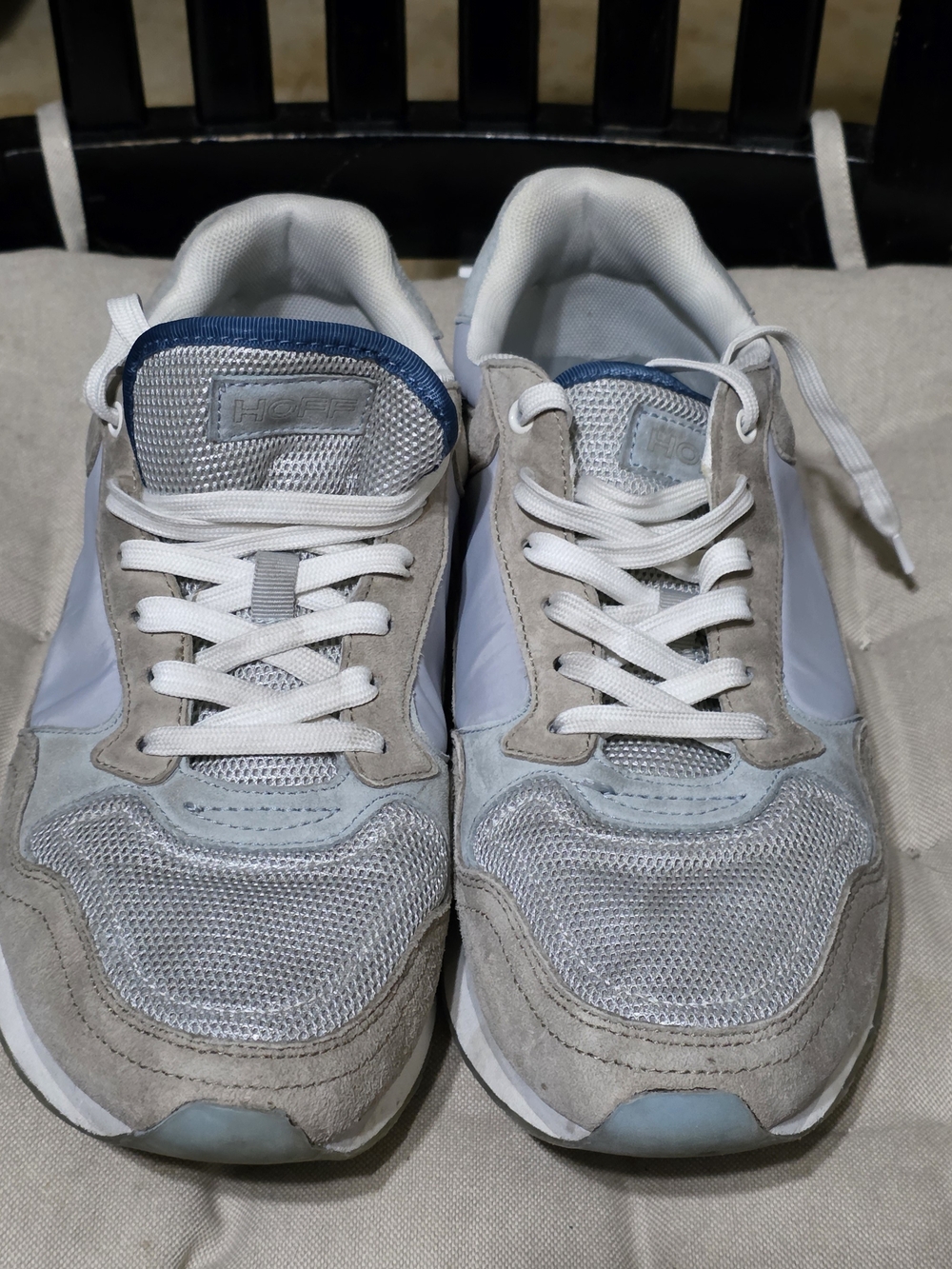 HOFF Light Gray and Blue Mesh Suede Men's Sneakers Used Size 5